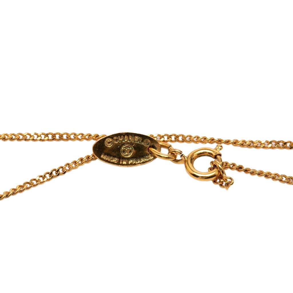 Chanel CC Gold Plated Strass Pendant Necklace Gold Metal Very good - Model View