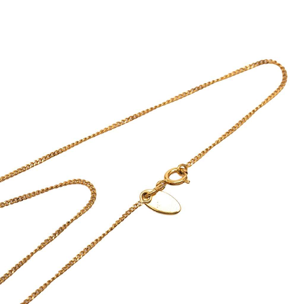Chanel CC Gold Plated Strass Pendant Necklace Gold Metal Very good - Box View