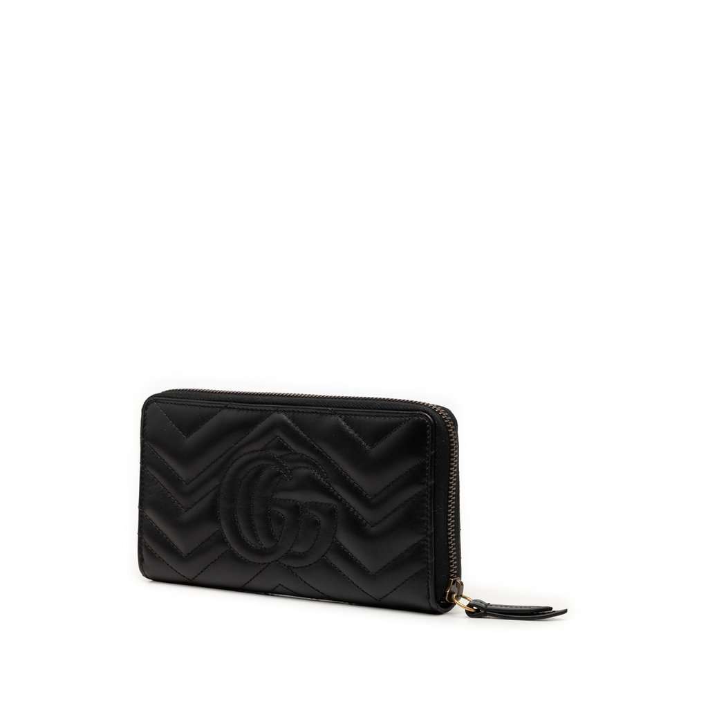 Gucci GG Marmont Matelasse Calfskin Zip Around Wallet Black Leather Very good condition - Back View