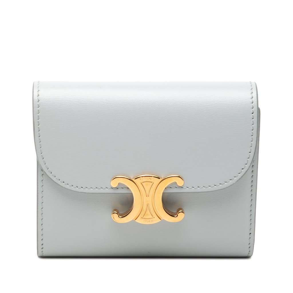 Celine Shiny Calfskin Triomphe Flap Small Wallet MultiColor Leather Very good - Front View