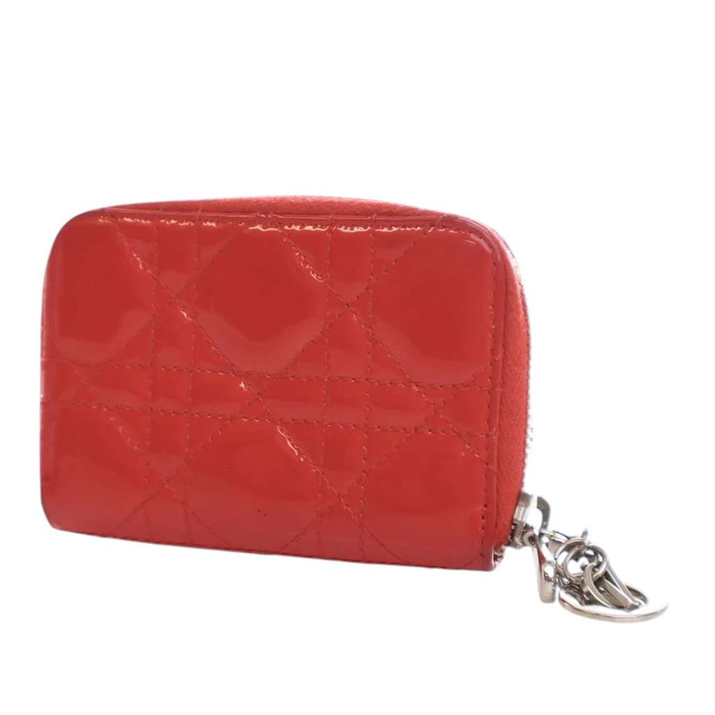 Dior Small Patent Cannage Lady Dior Voyageur Coin Purse Red Leather Very good condition - Inside View