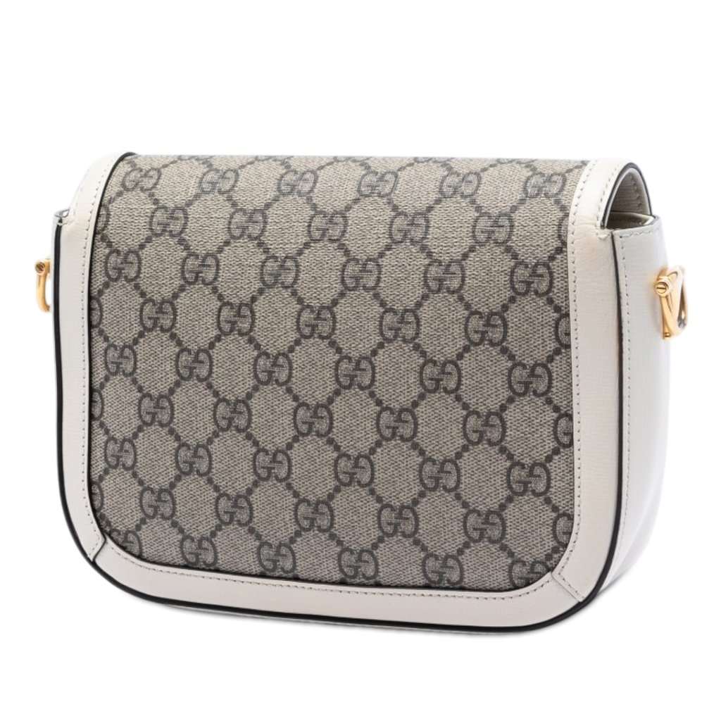 Gucci Small GG Supreme Web Horsebit 1955 Crossbody Beige Very good condition - Back View