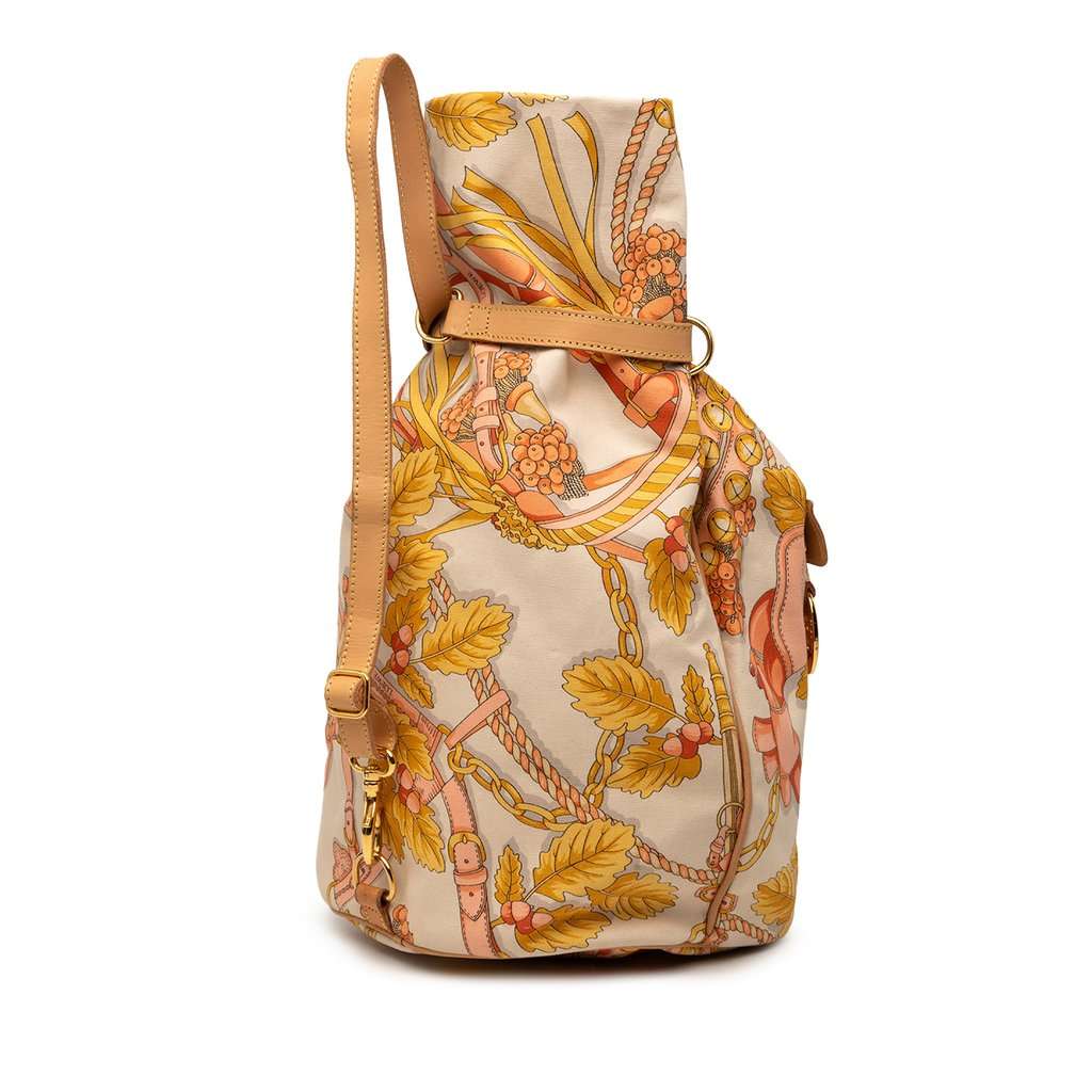 LOEWE Botanical Printed Canvas Backpack Beige Very good condition - Back View