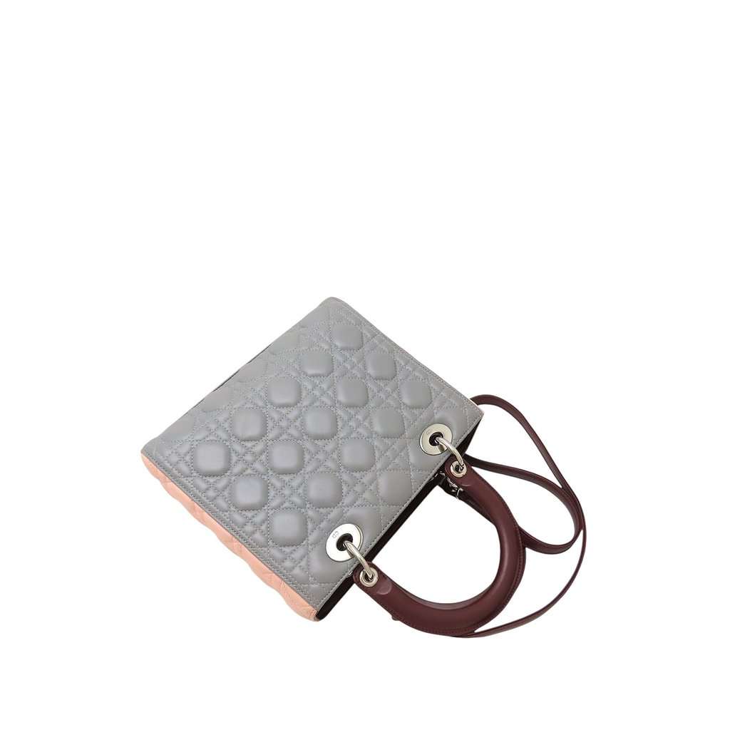 Dior Medium Tricolor Lambskin Cannage Lady Dior MultiColor Leather Very good condition - Back View