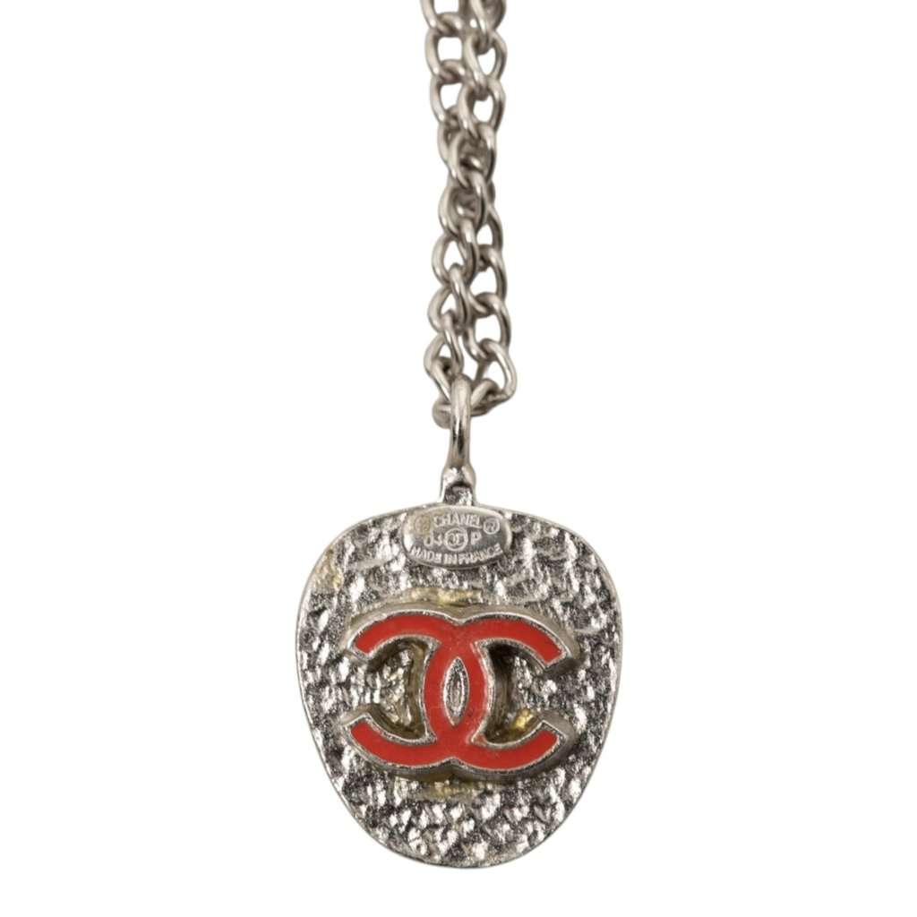 Chanel Brass Plated Resin CC Strawberry Charm Bracelet Silver Metal Very good condition - Inside View