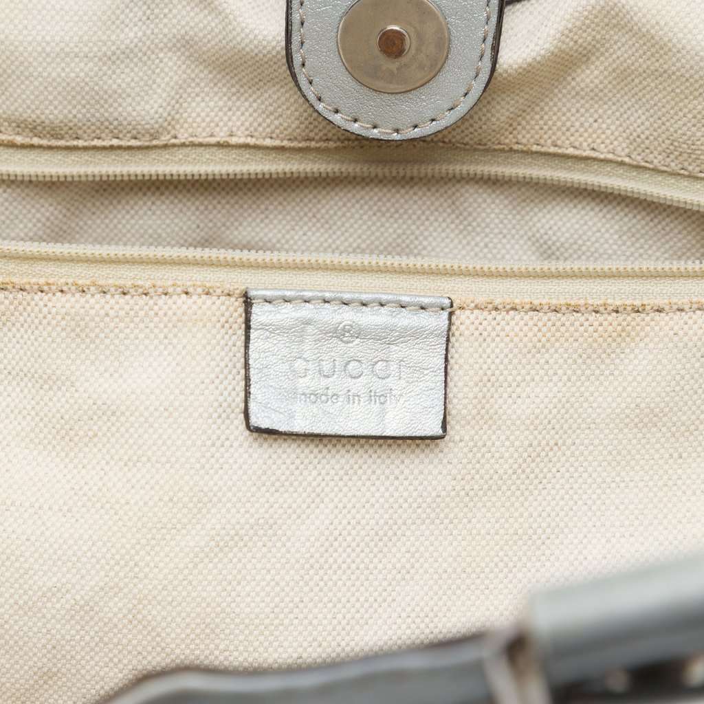 Gucci Medium Metallic Guccissima Sukey Tote Silver Leather Very good condition - Box View