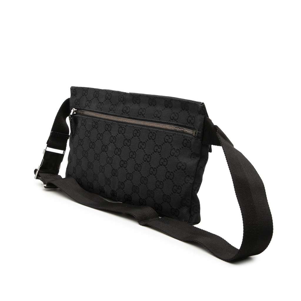Gucci GG Canvas Double Pocket Belt Bag Black Very good - Back View
