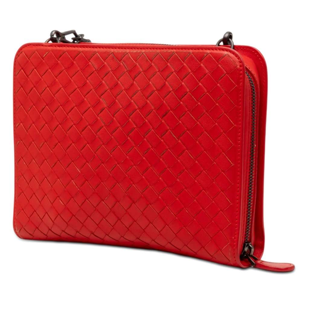 Bottega Veneta Nappa Intrecciato Wallet on Chain Red Leather Very good condition - Back View