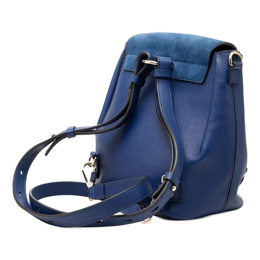 Chloé Medium Calfskin and Suede Faye Backpack Blue Leather Very good - Back View