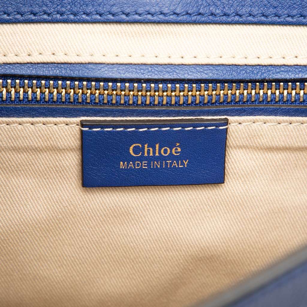 Chloé Medium Calfskin and Suede Faye Backpack Blue Leather Very good - Box View
