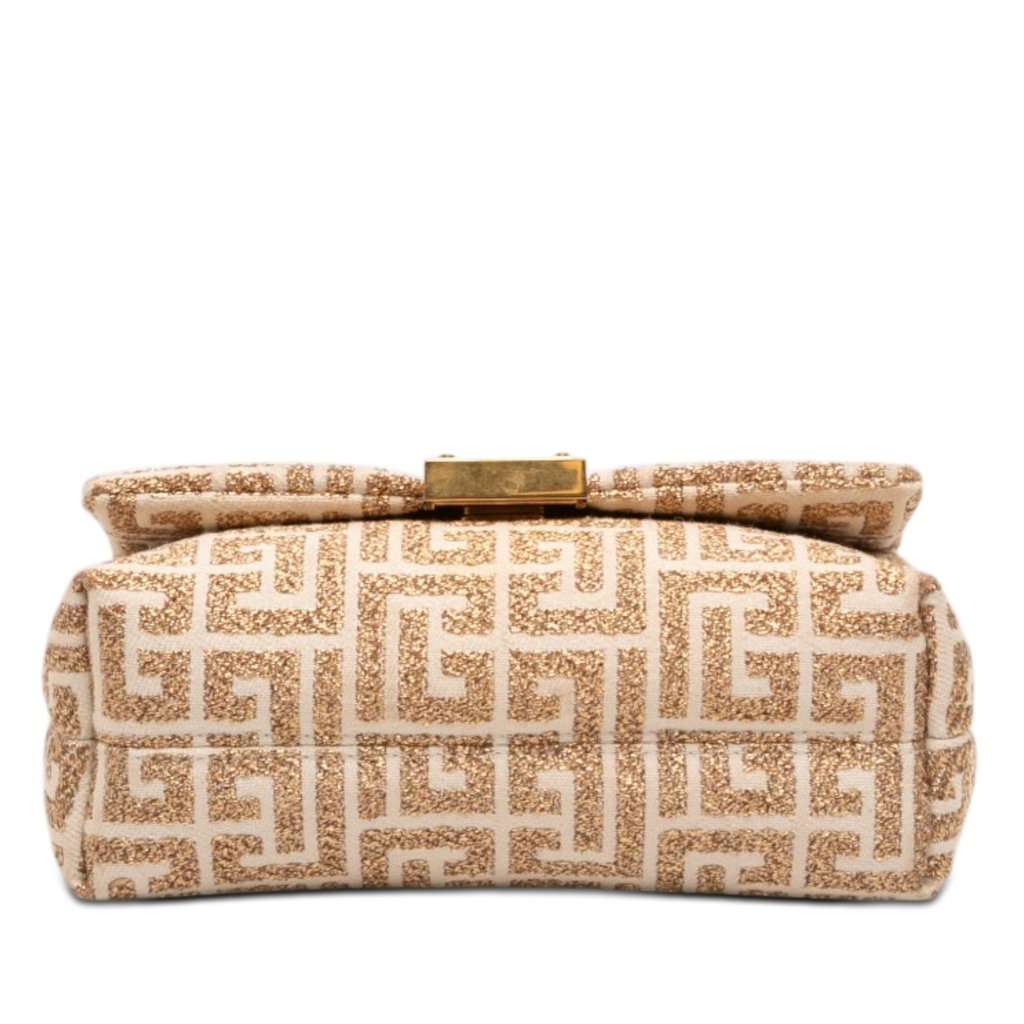 Balmain Mini Monogram Jacquard 1945 Crossbody Beige Very good - Inside View