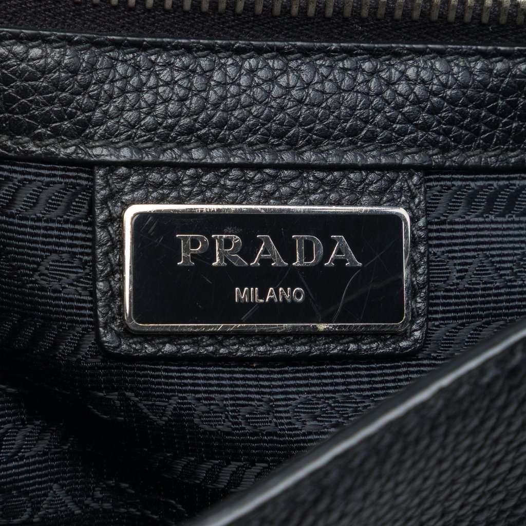 Prada Vitello Phenix Flap Crossbody Black Leather Very good - Box View