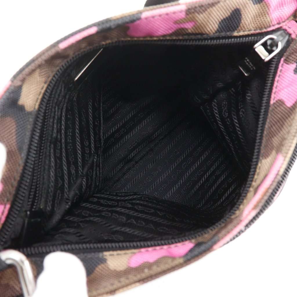 Prada Tessuto Camouflage Zip Top Crossbody Brown Very good condition - Box View