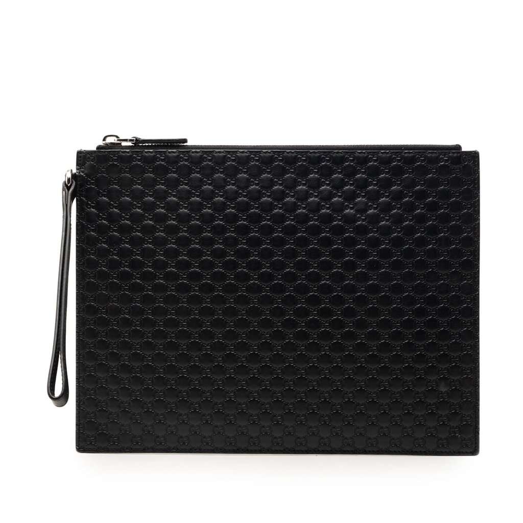 Gucci Microguccissima Clutch Black Leather Very good condition - Front View