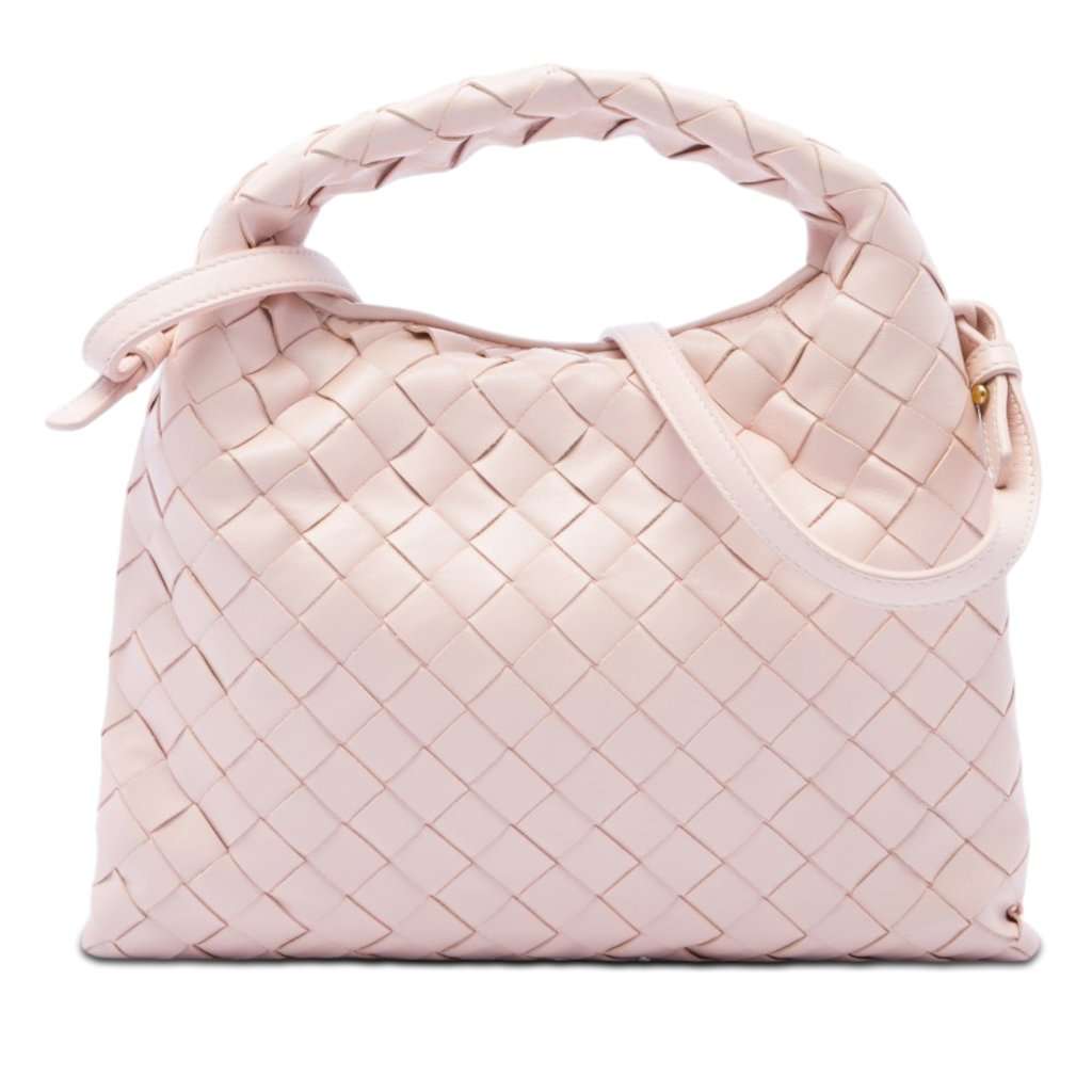 Bottega Veneta Mini Calfskin Intrecciato Hop Satchel Pink Leather Very good condition - Front View