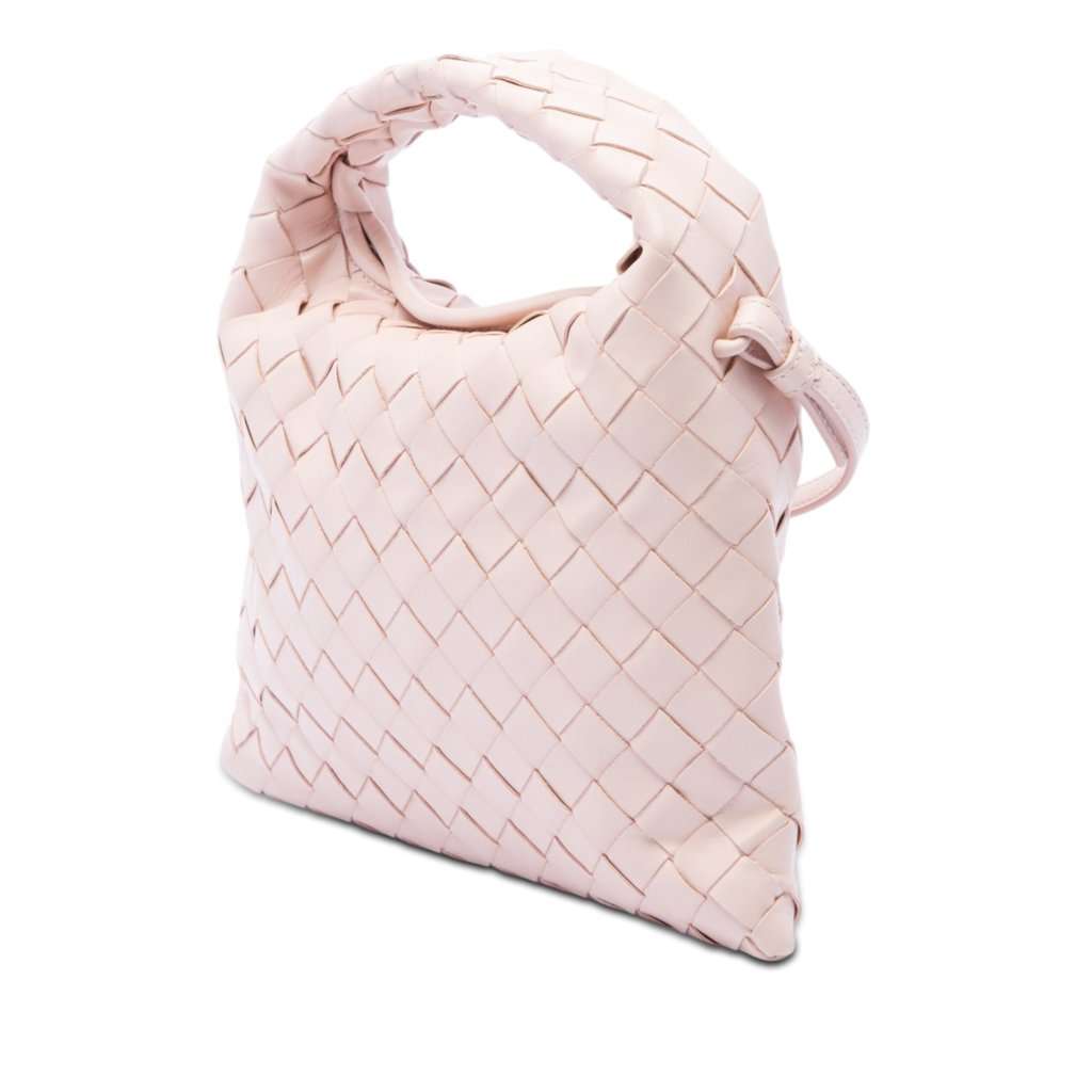 Bottega Veneta Mini Calfskin Intrecciato Hop Satchel Pink Leather Very good condition - Back View