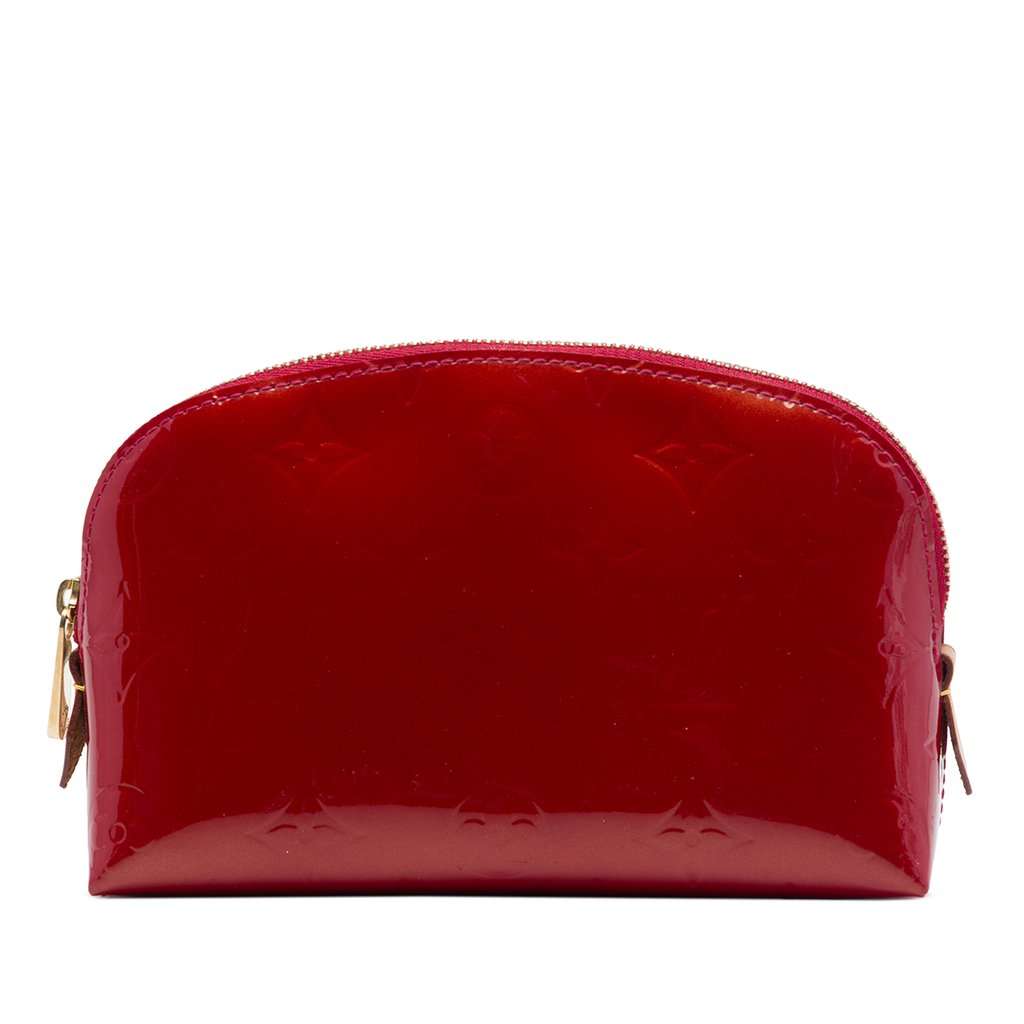 Louis Vuitton Monogram Vernis Cosmetic Pouch Red Leather Very good condition - Front View
