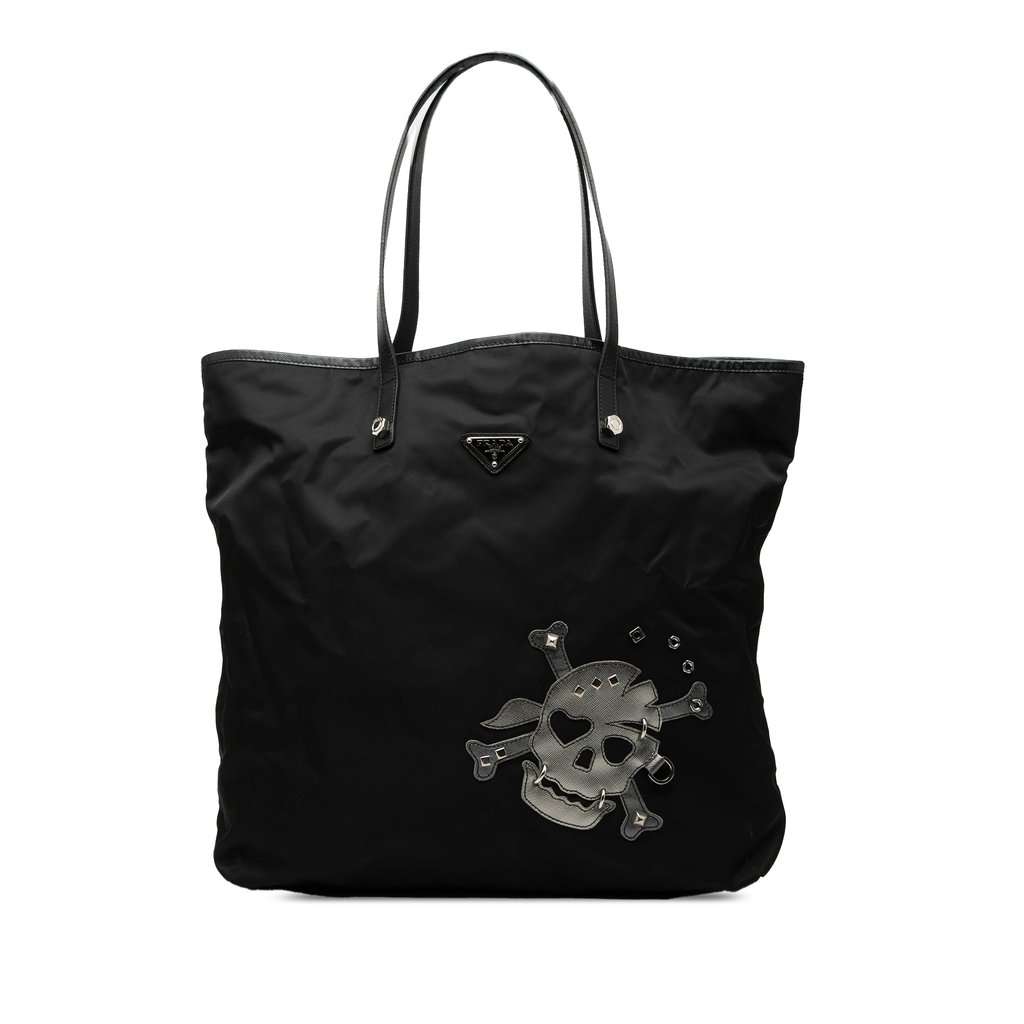 Prada Tessuto Skull Tote Black Very good condition - Front View