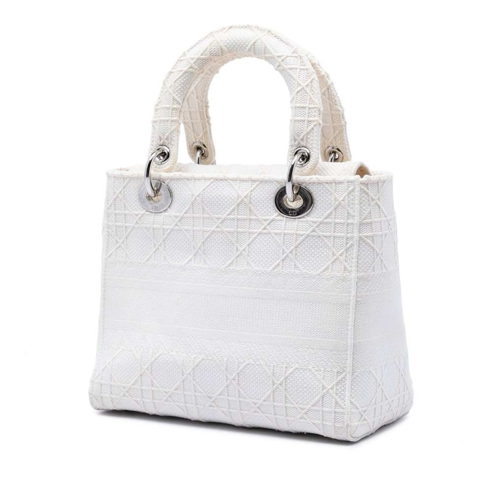 Dior Medium Canvas Cannage Lady D Lite White Very good condition - Back View