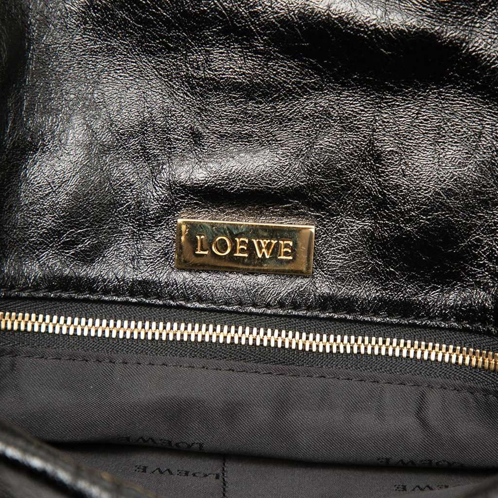 LOEWE Crinkled Calfskin Folded Clutch Black Leather Very good - Box View