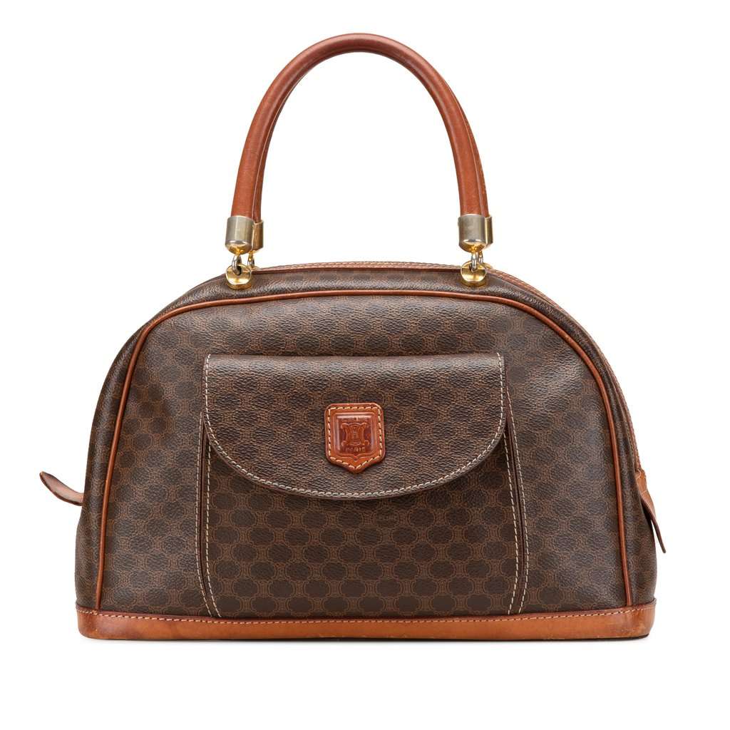 Celine Macadam Coated Canvas Handbag Brown Very good condition - Front View