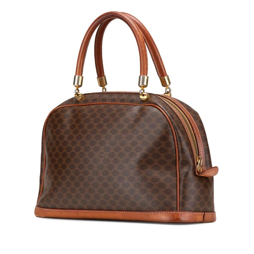 Celine Macadam Coated Canvas Handbag Brown Very good condition - Back View