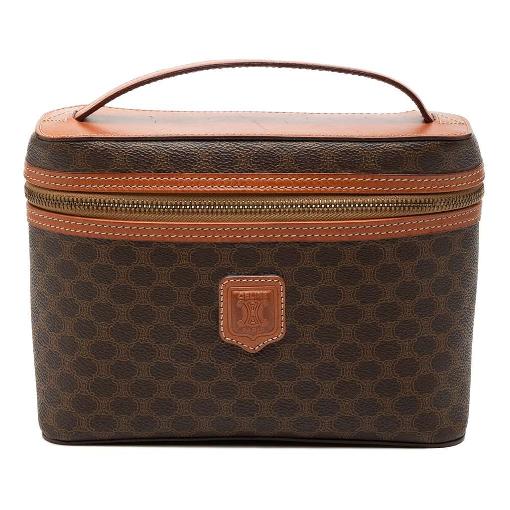 Celine Macadam Coated Canvas Vanity Bag Brown Very good condition - Front View