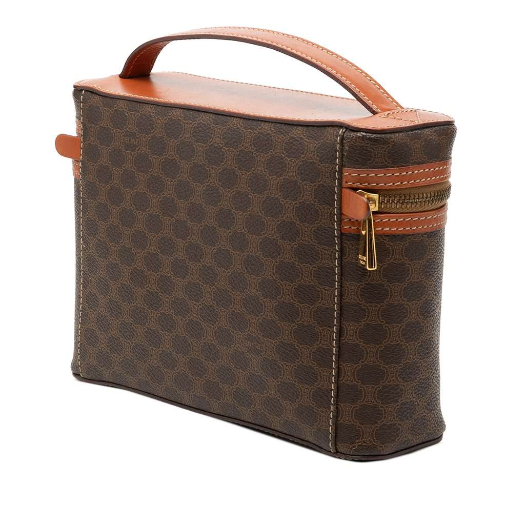 Celine Macadam Coated Canvas Vanity Bag Brown Very good condition - Back View