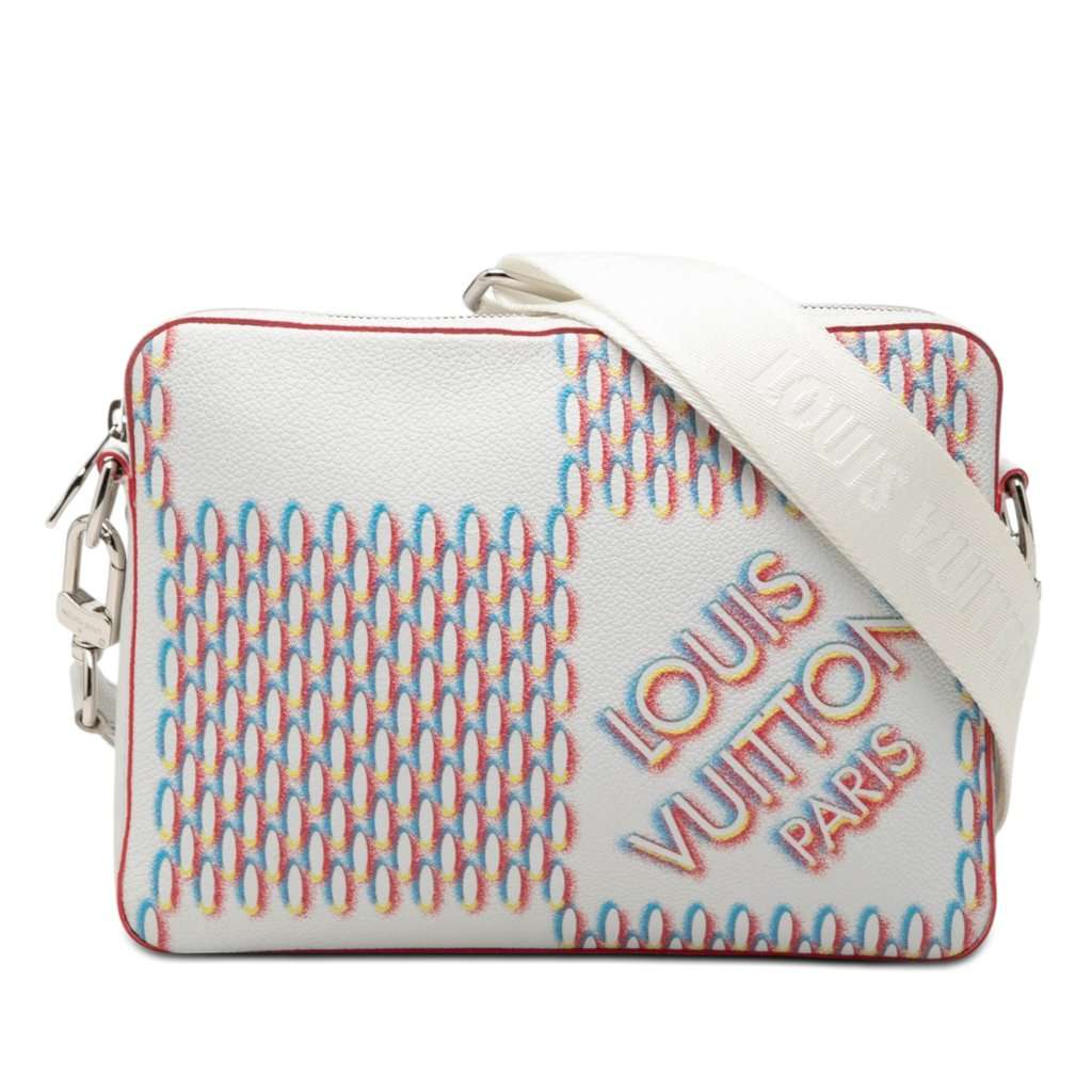 Louis Vuitton Damier Spray Trio Messenger Bag White Leather Very good condition - Front View