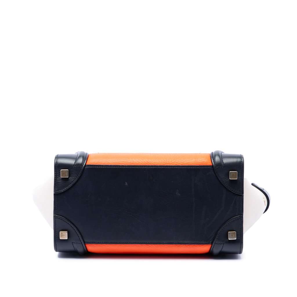 Celine Micro Tricolor Leather Luggage Tote Orange Leather Good - Inside View