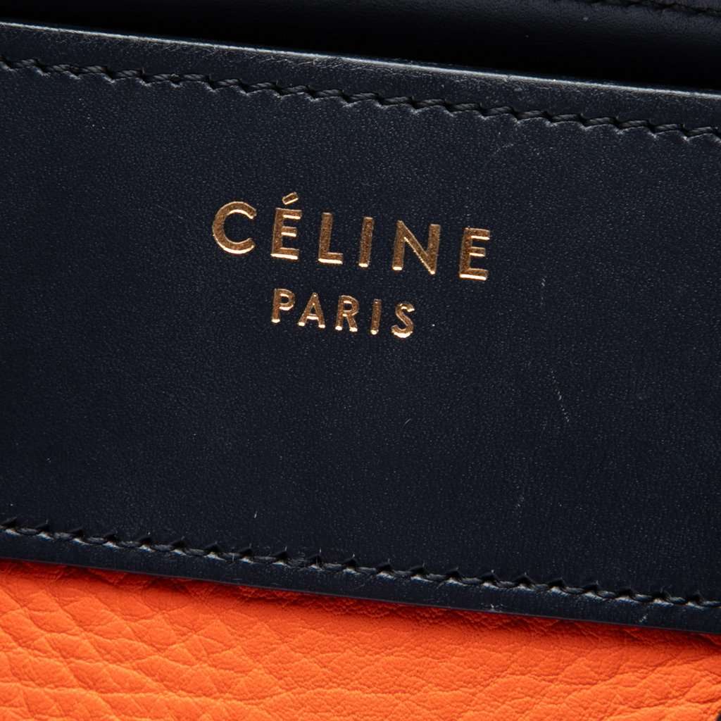 Celine Micro Tricolor Leather Luggage Tote Orange Leather Good - Box View