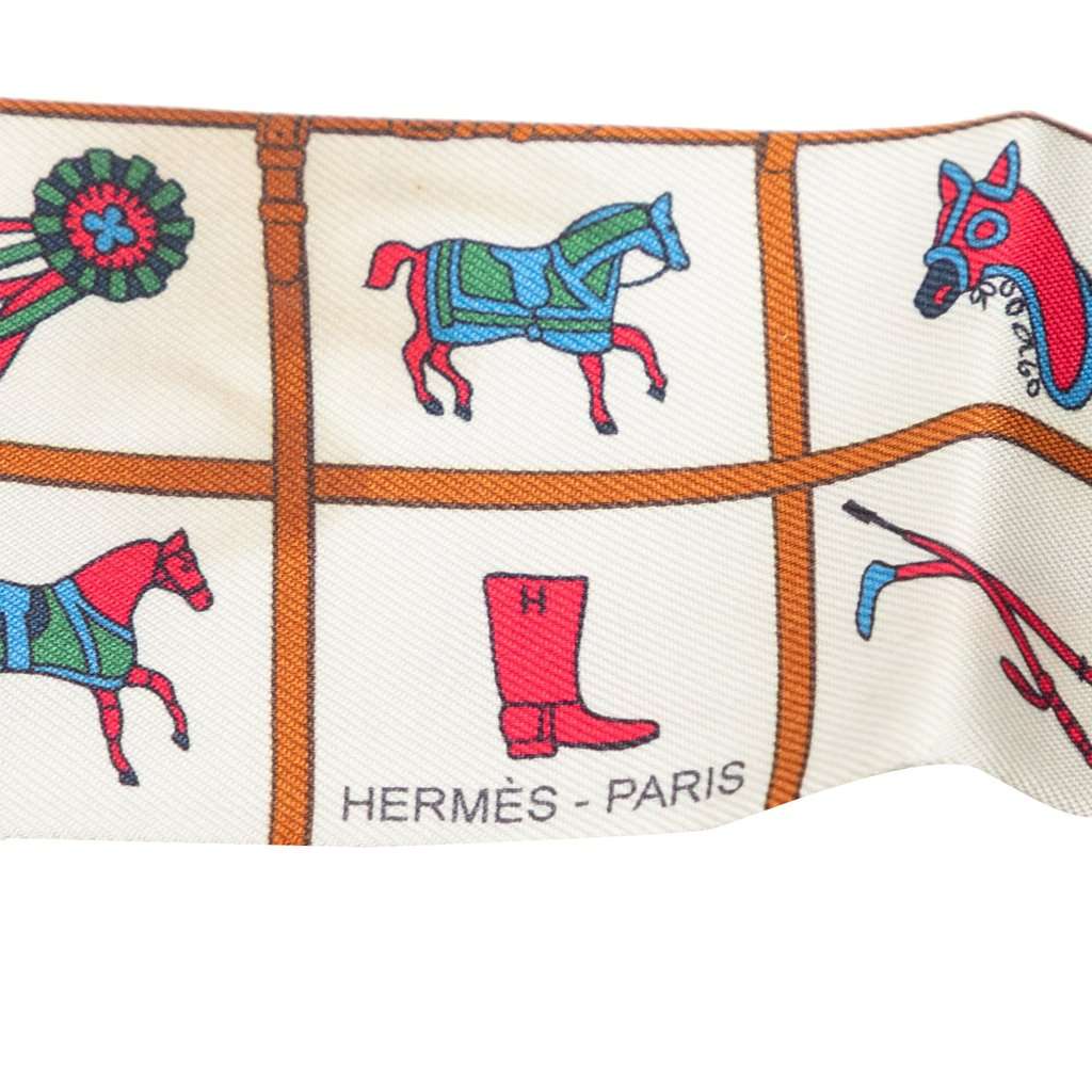 Hermès Couvertures et Tenues de Jour Silk Twilly Scarf White Very good - Inside View
