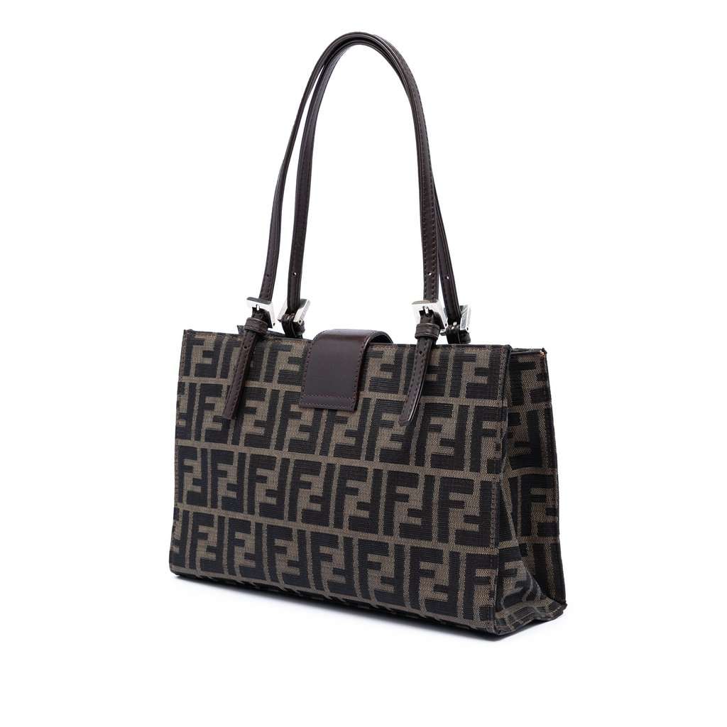 Fendi Zucca Canvas Shoulder Bag Brown Very good condition - Back View