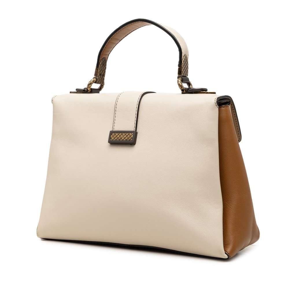 Bottega Veneta Small Tricolor Nappa Piazza Top Handle Satchel Beige Leather Very good condition - Back View