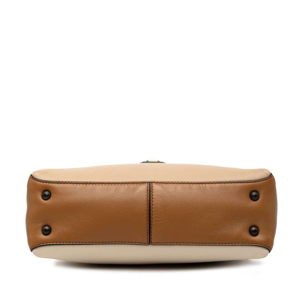 Bottega Veneta Small Tricolor Nappa Piazza Top Handle Satchel Beige Leather Very good condition - Inside View