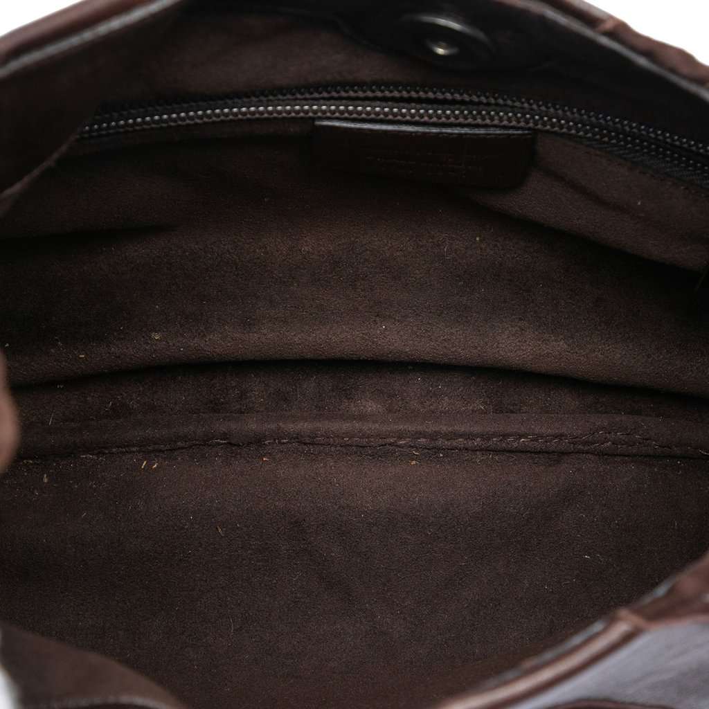 Salvatore Ferragamo Chevron Calfskin and Studded Suede Hobo Brown Leather Very good condition - Model View