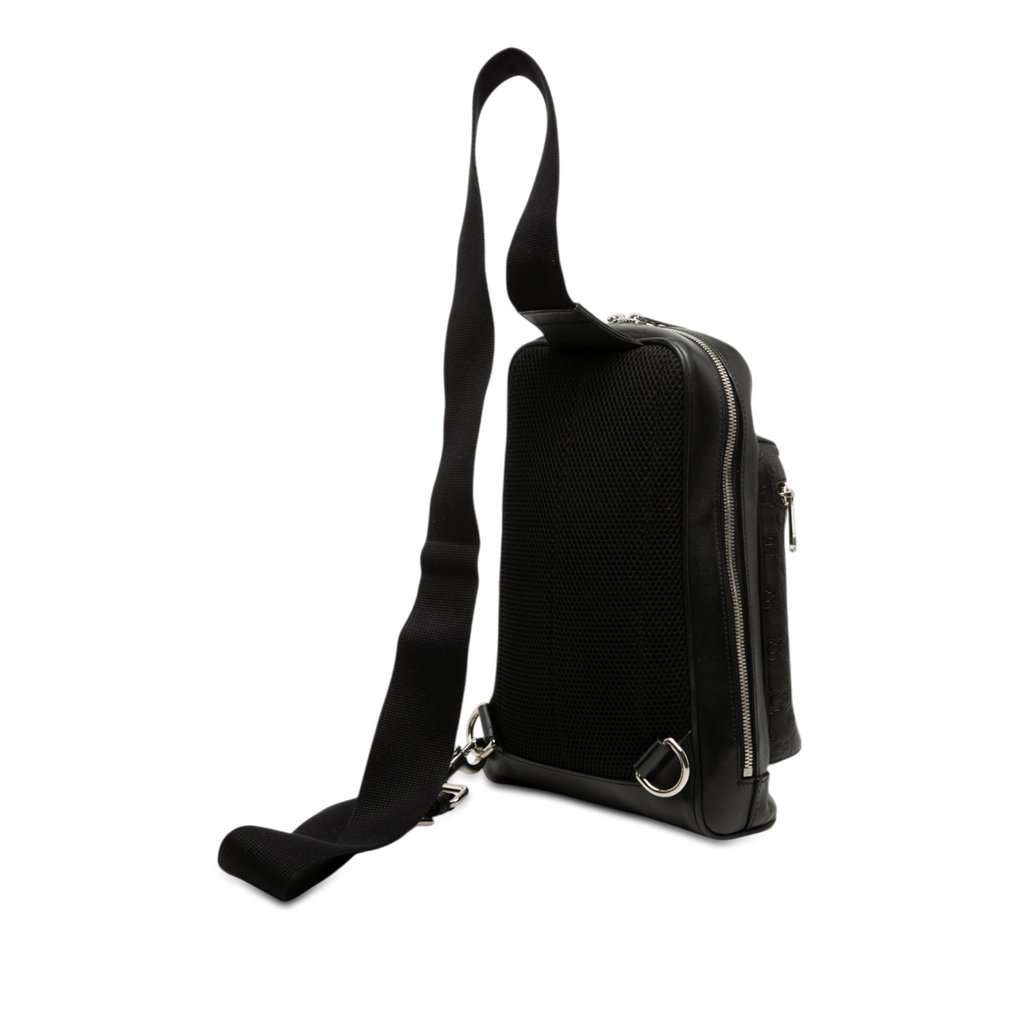 Gucci Guccissima Sling Backpack Black Leather Very good condition - Back View
