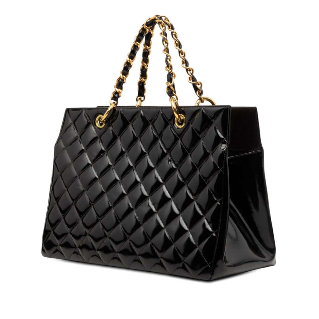 Chanel Grand CC Patent Timeless Shopping Tote Black Leather Very good condition - Back View