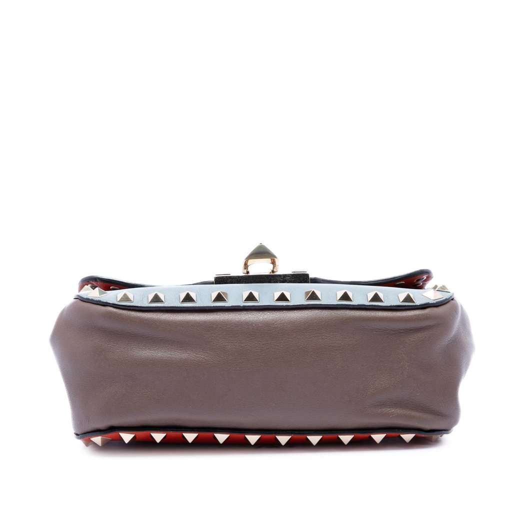 Valentino Tricolor Leather Rockstud Flip Lock Flap Red Leather Very good condition - Inside View