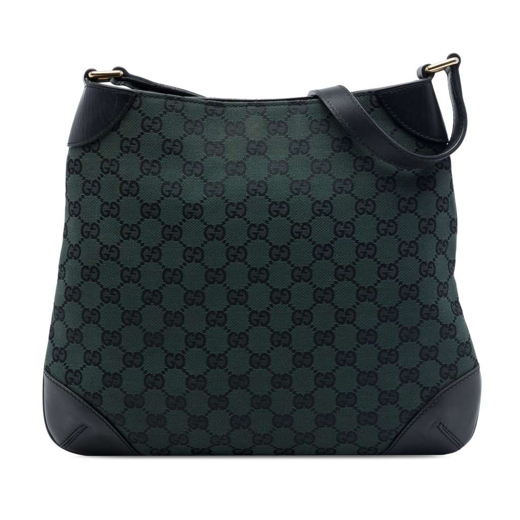Gucci GG Canvas Shoulder Bag Green Very good - Front View