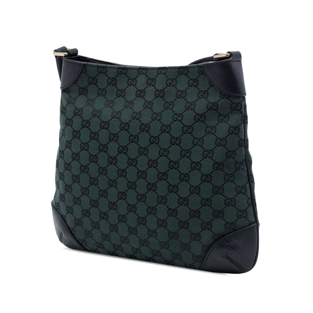 Gucci GG Canvas Shoulder Bag Green Very good - Back View