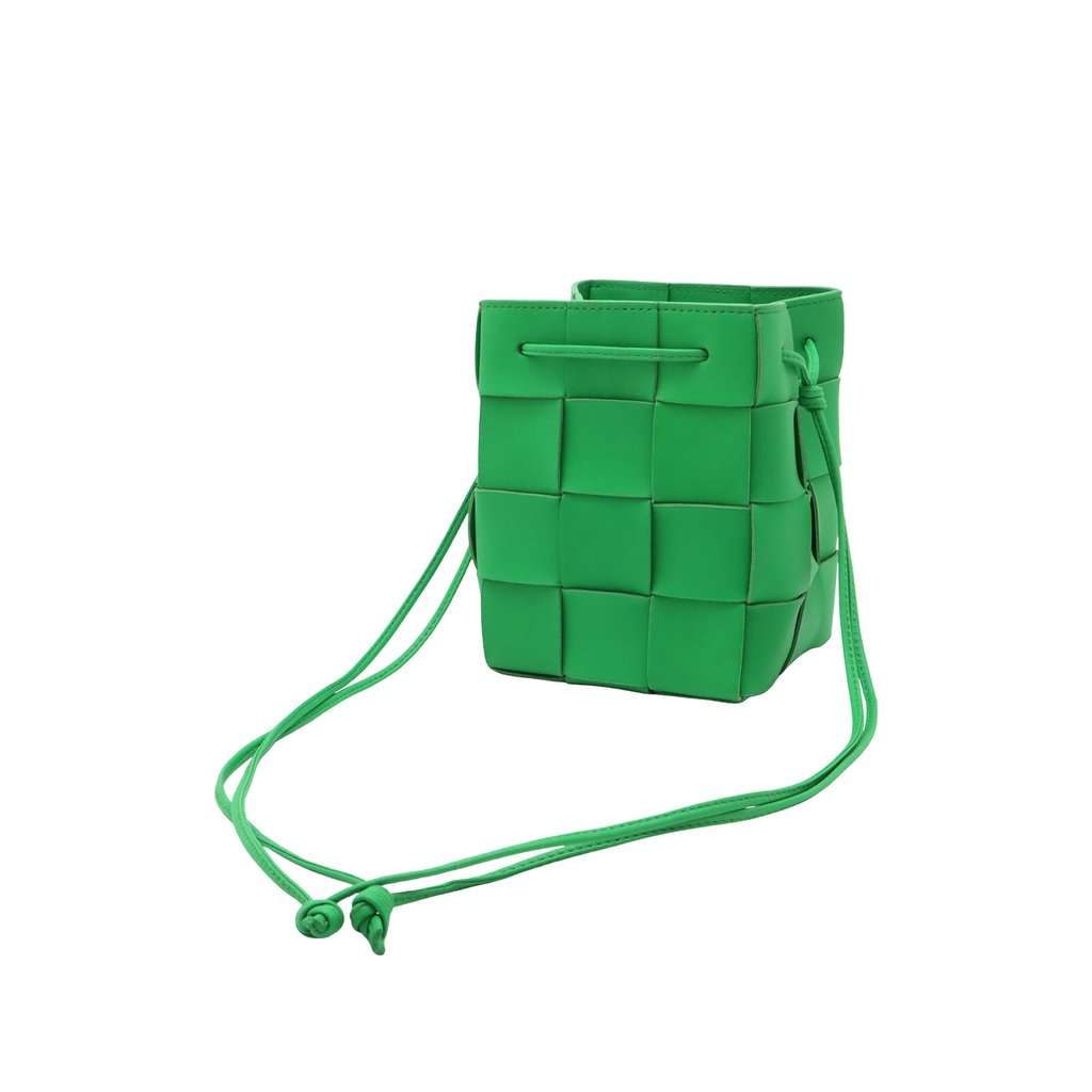 Bottega Veneta Small Nappa Maxi Intrecciato Cassette Bucket Bag Green Leather Very good condition - Back View