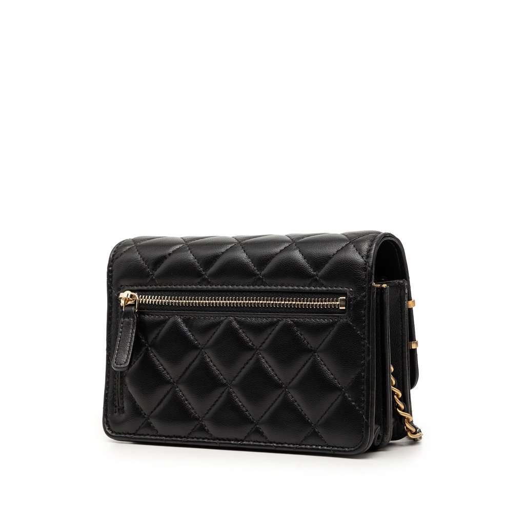 Chanel Mini CC Quilted Lambskin Coco Clips Wallet on Chain Black Leather Very good condition - Back View