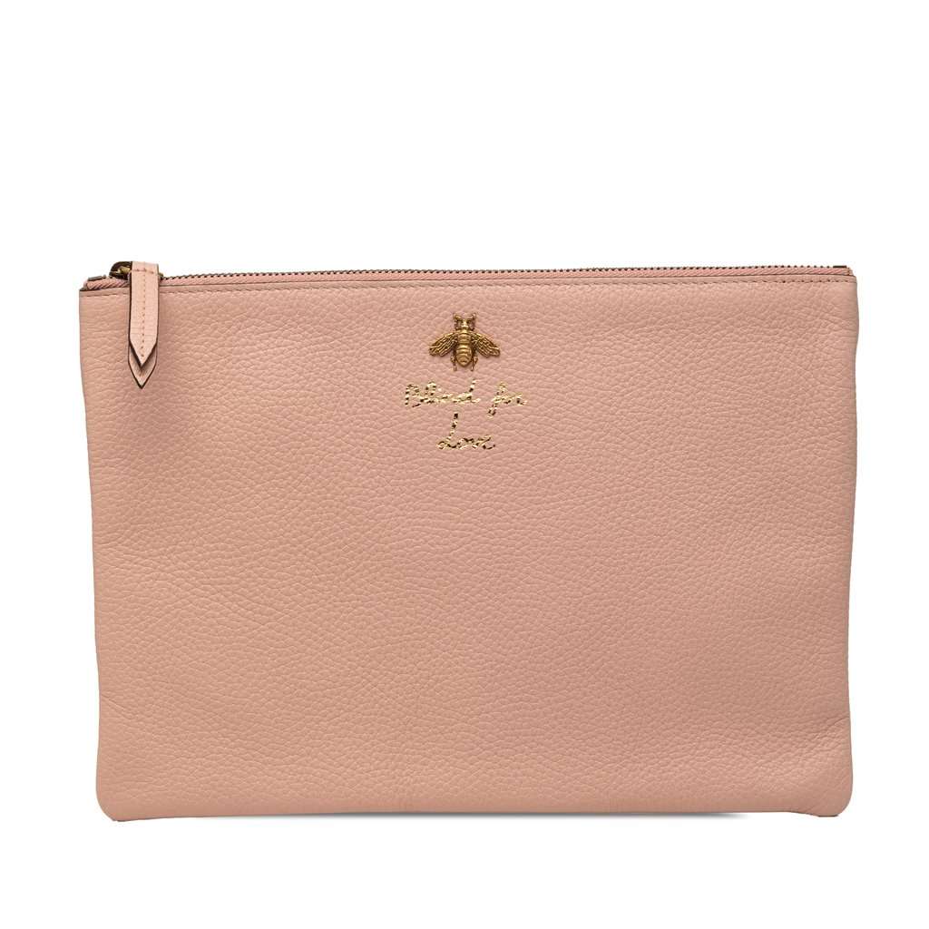 Gucci Leather Blind For Love Clutch Pink Leather Very good - Front View