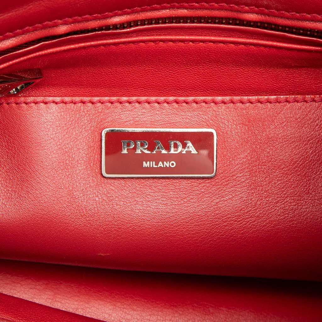 Prada Soft Calf Tassel Convertible Drawstring Bucket Bag Blue Leather Very good condition - Box View