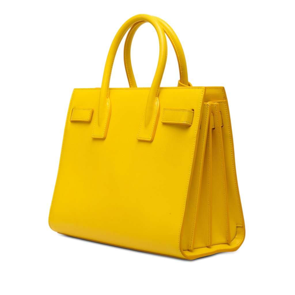 Saint Laurent Baby Leather Sac De Jour Satchel Yellow Leather Very good condition - Back View