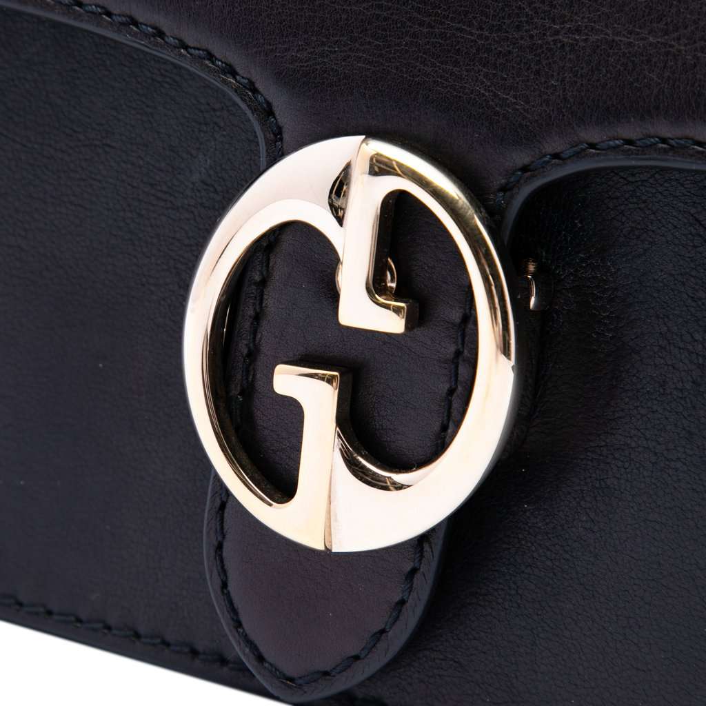 Gucci Calfskin 1973 Clutch Black Leather Very good condition - Box View