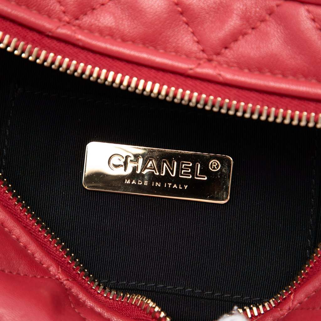 Chanel CC Quilted Lambskin Belt Bag Red Leather Very good - Box View