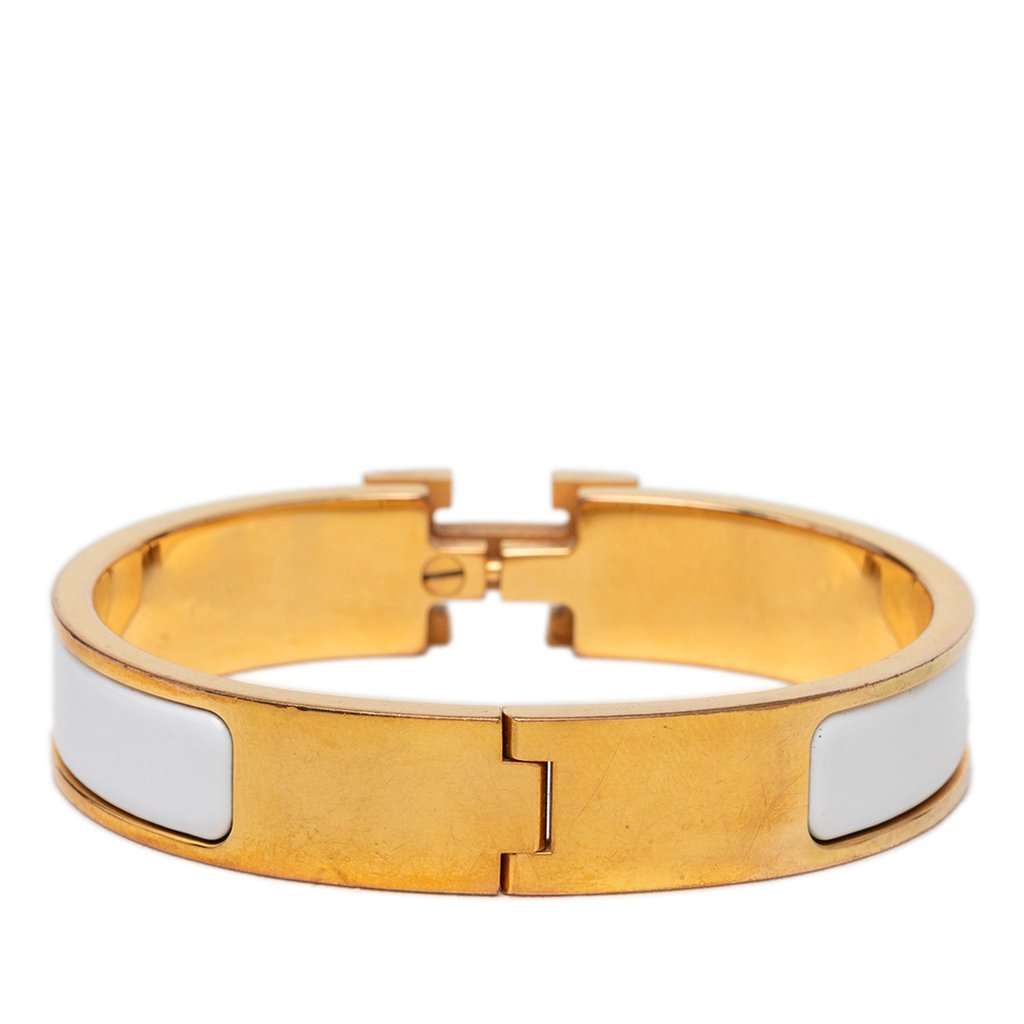 Hermès Narrow Enamel Clic H Bracelet PM White Very good condition - Inside View