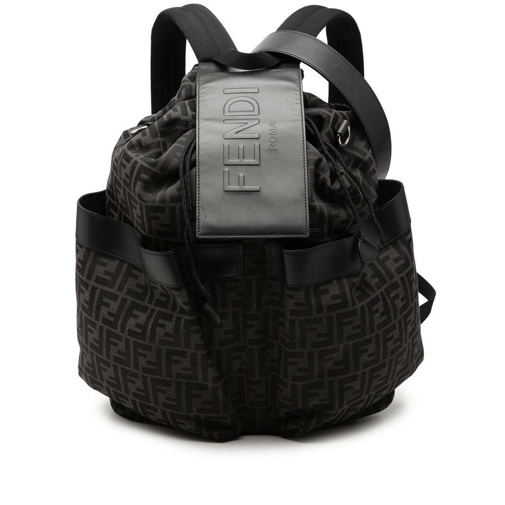 Fendi Large FF Jacquard Strike Backpack Black Very good - Front View